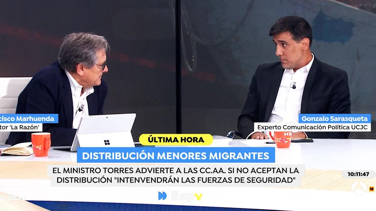 Un tertuliano de 'Espejo Público' frena a Marhuenda por su "simplificación" sobre los inmigrantes: "Yo no voto a Sánchez"