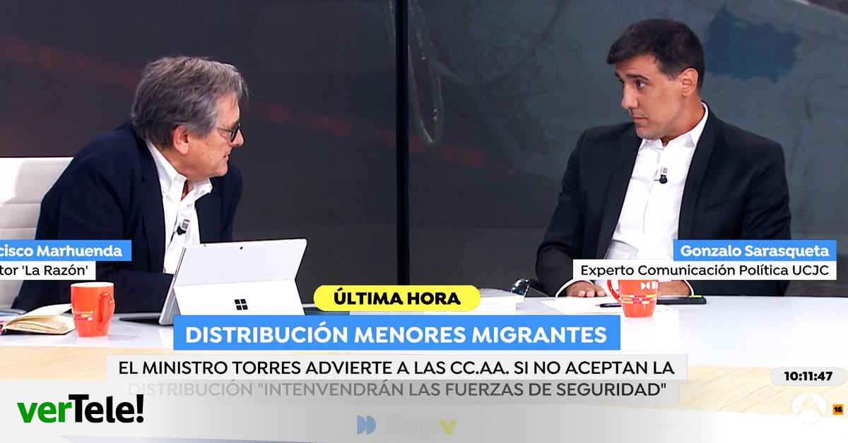 Un tertuliano de  Espejo Público  frena a Marhuenda por su  simplificación  sobre los inmigrantes:  Yo no voto a Sánchez 