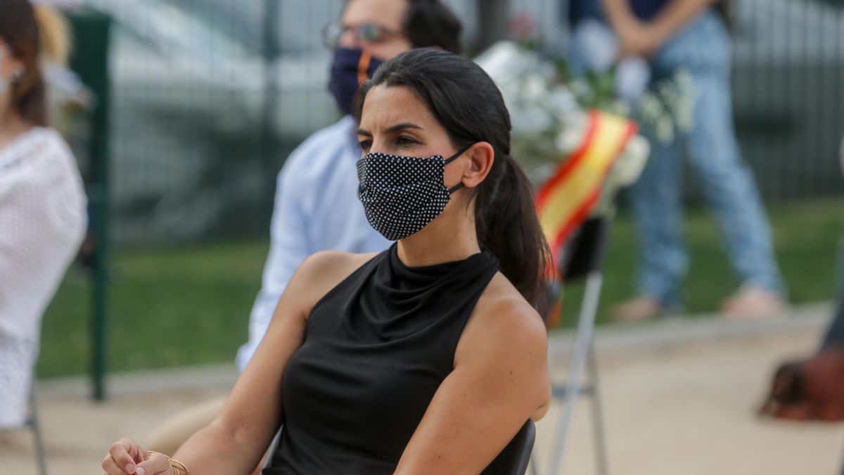 La portavoz de Vox en la Asamblea de Madrid, Rocío Monasterio, asiste al acto de la Fundación Miguel Ángel Blanco en homenaje al edil de Ermua en el 23º aniversario de su asesinato por ETA, en Madrid (España) a 13 de julio de 2020.