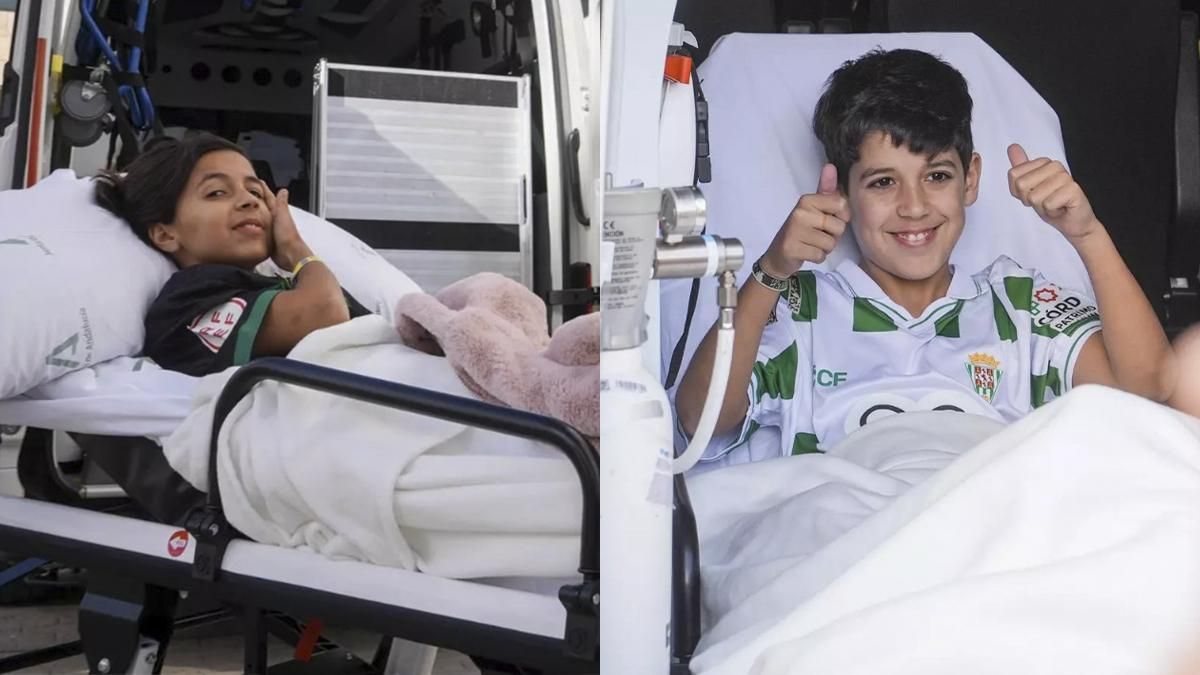 Niños supervivientes del accidente en Adamuz con la camiseta del Córdoba CF