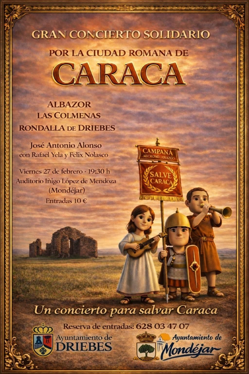 Cartel del concierto solidario para salvar la ciudad romana de Caraca