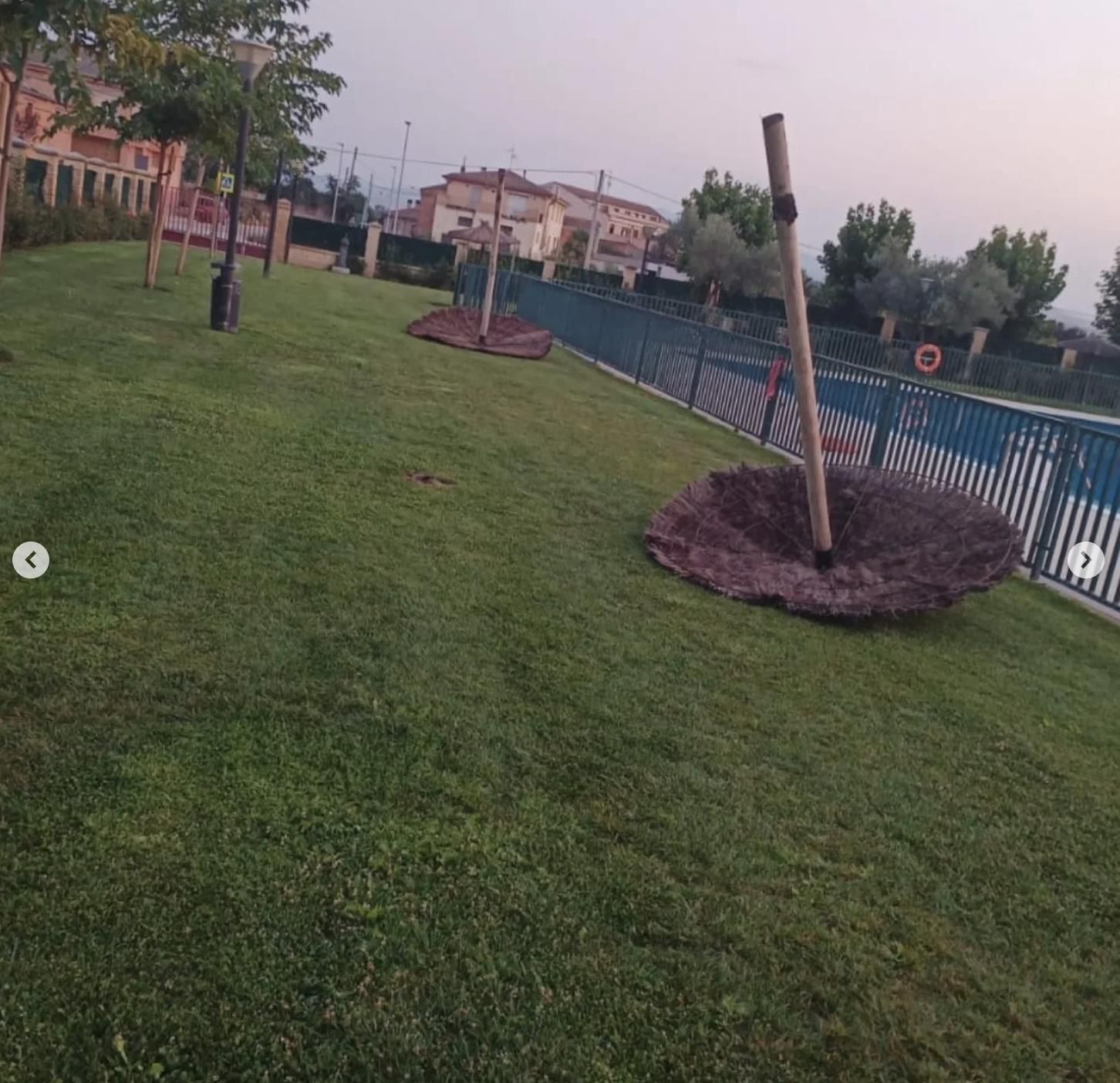 Sombrillas arrancadas en las piscinas municipales de Agoncillo