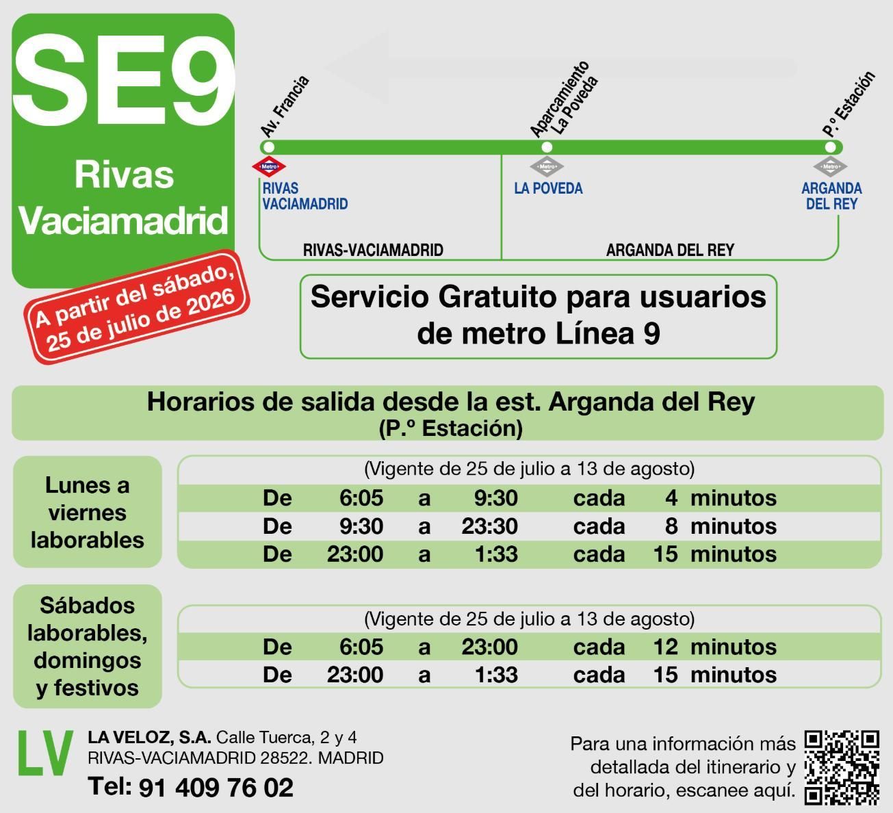 Servicio alternativo de autobús entre Arganda y Rivas