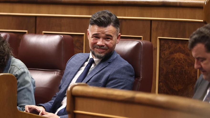 El portavoz de ERC en el Congreso, Gabriel Rufian, durante la sesión plenaria.