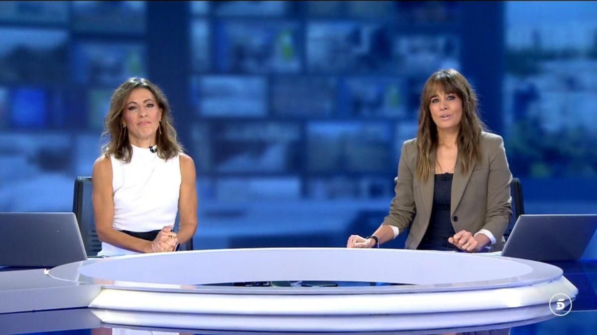 Ángeles Blanco se despide de Isabel Jiménez en 'Informativos Telecinco' ante su salto al prime time con Franganillo