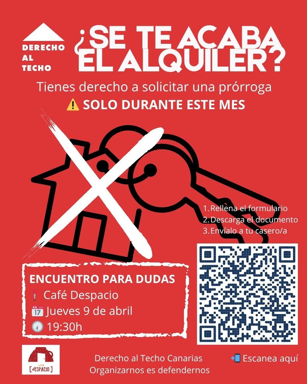 Encuentro para dudas sobre la prórroga del alquiler organizado por Derecho al Techo.