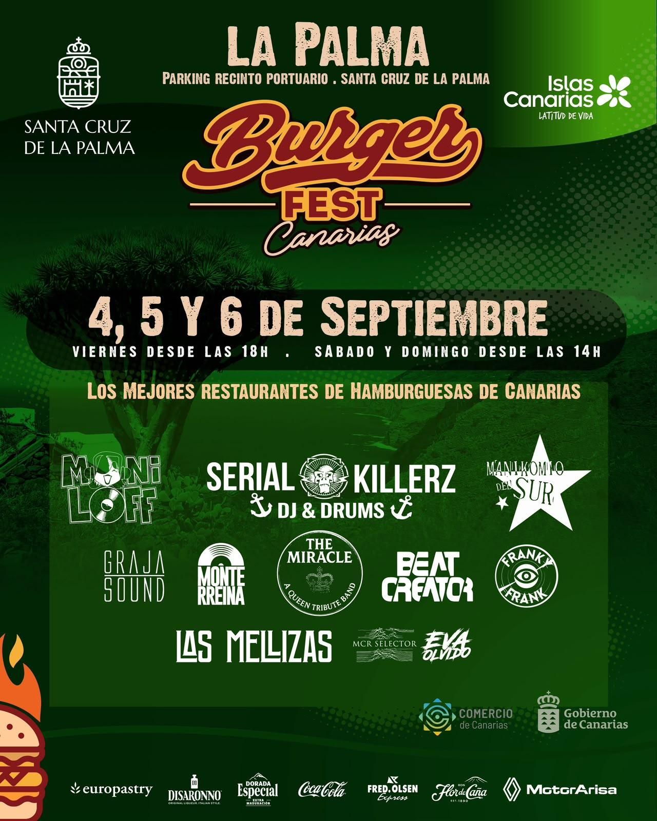 Burguer Fest Canarias vuelve a Santa Cruz de La Palma con tres días de gastronomía y música.
