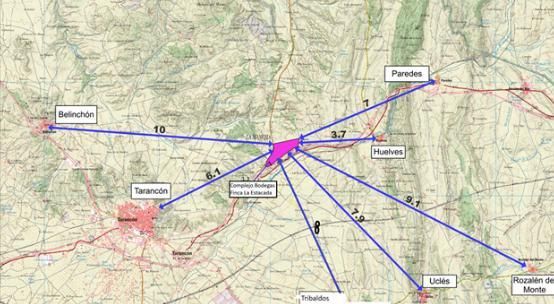 Zona de influencia del proyecto de una planta de biogás en Huelves (Cuenca)