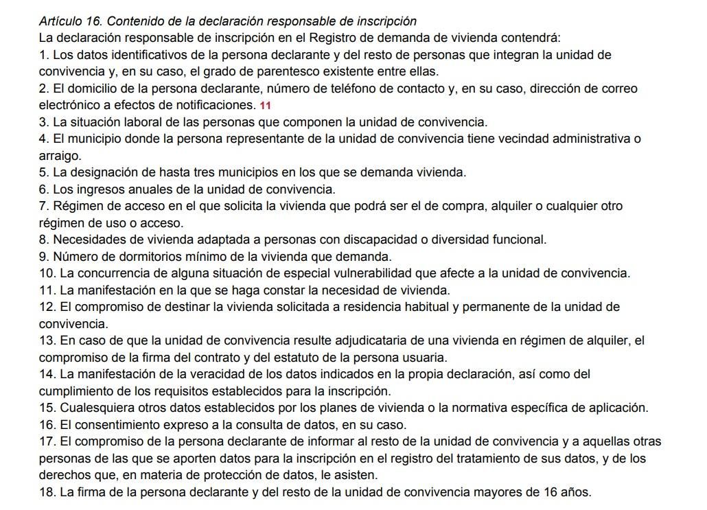 Información a aportar en la declaración responsable.