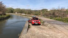 Dispositivo de seguridad de Bomberos de Navarra para la Vuelta al País Vasco hoy en Lodosa..