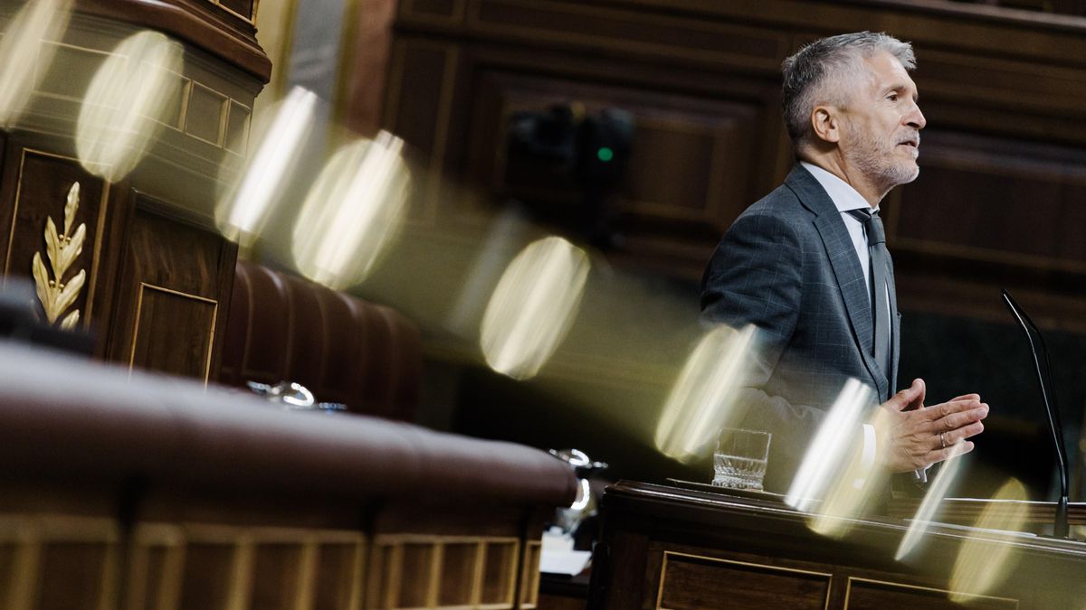 Archivo - El ministro de Interior, Fernando Grande-Marlaska, interviene durante un pleno en el Congreso de los Diputados