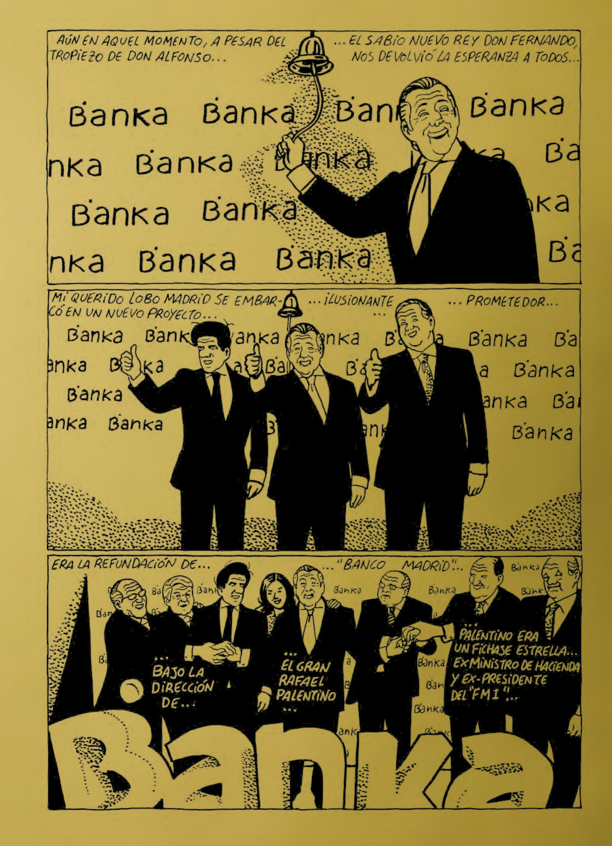 La salida a bolsa de de una entidad bancaria llamada "Banka" en las páginas de 'Primavera para Madrid'