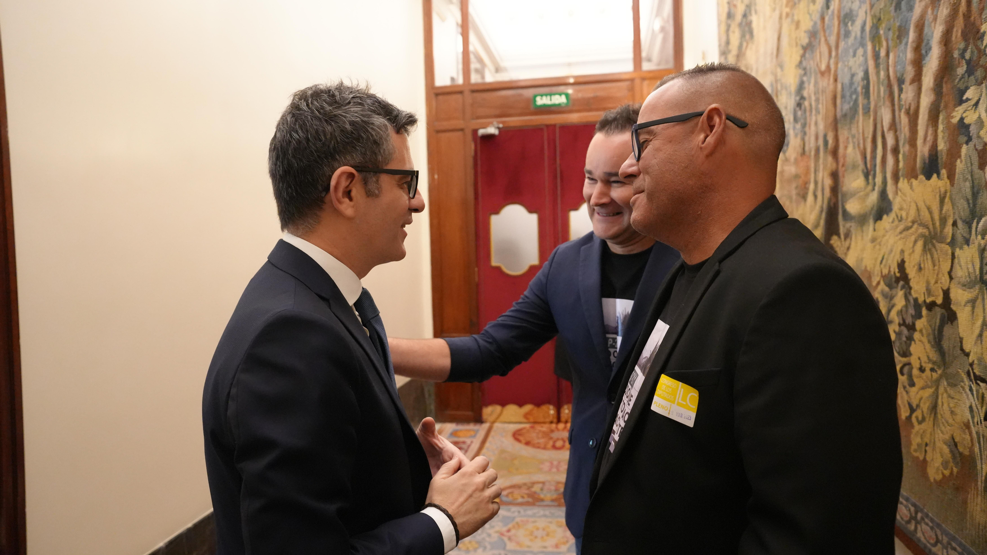 Los hermanos Jacob y Adalberto, afectados por el volcán de La Palma, visitan al ministro Félix Bolaños