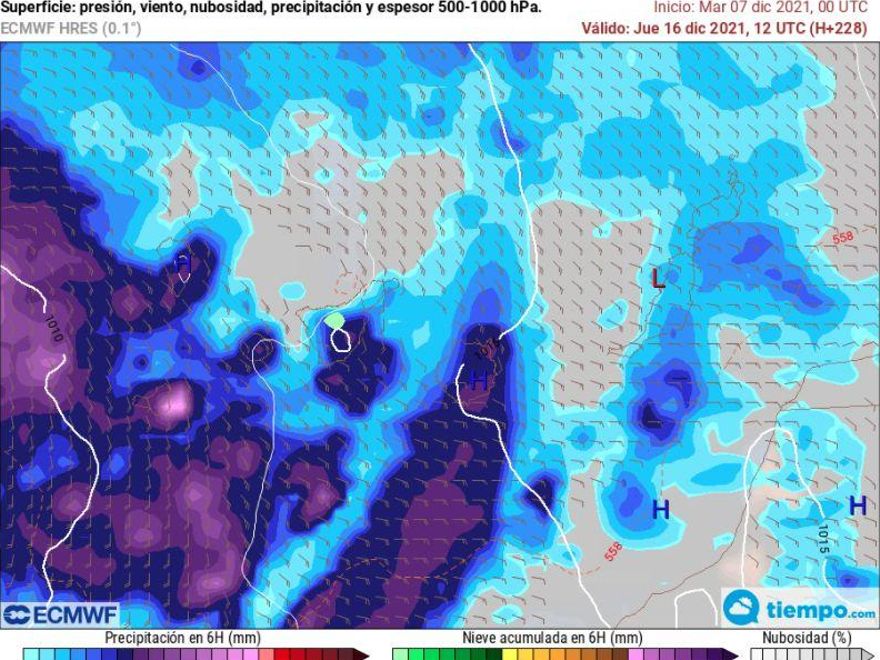Precipitaciones en forma de lluvia y nieves en Canarias. / FOTO: METEORED