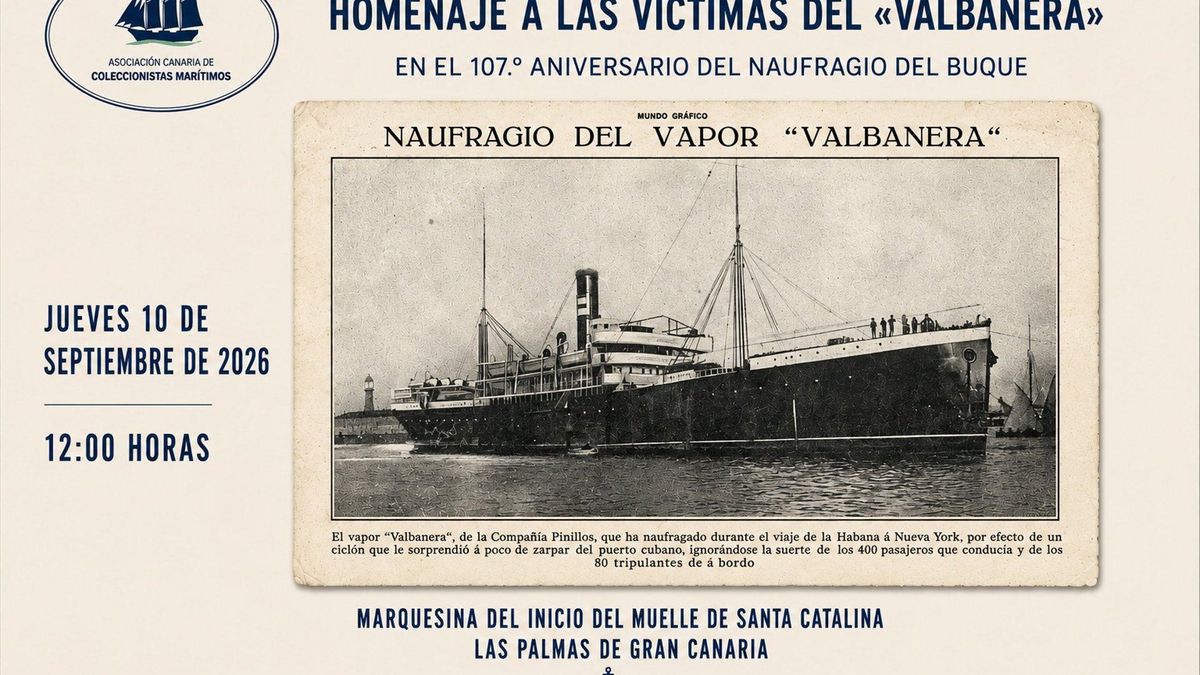 Las Palmas de Gran Canaria homenajea a las víctimas del Valbanera, el barco que naufragó con migrantes canarios a bordo
