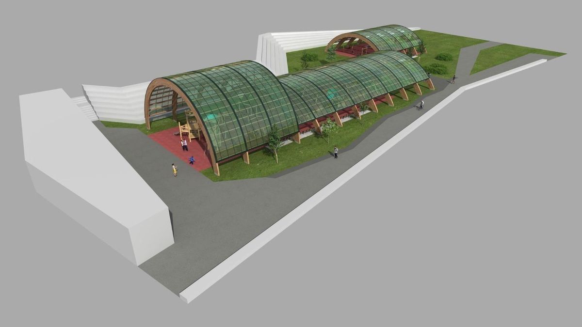 Infografía del proyecto para la renovación y cubrición del parque infantil de Las Llamas