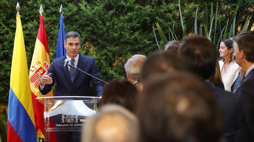 El presidente del Gobierno español, Pedro Sánchez, durante su viaje a Colombia.