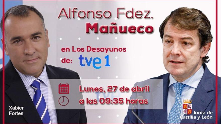 Imagen del anuncio de la entrevista de Mañueco en Los Desayunos de TVE.