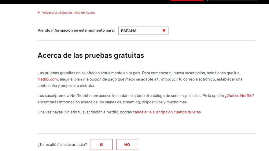 Captura de la web oficial de Netflix en España