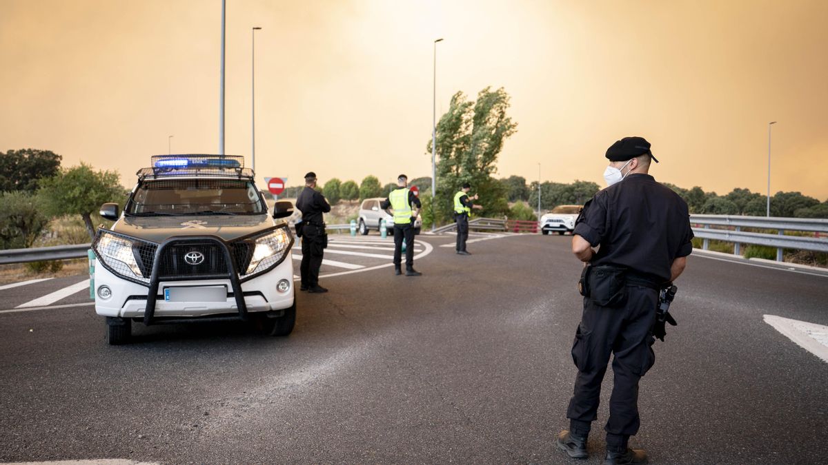 Carretera cortada a la entrada de Chapinería (Madrid) el pasado viernes 24 de julio