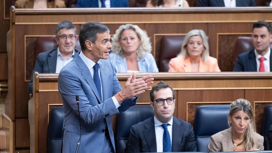 El presidente del Gobierno, Pedro Sánchez, interviene durante una sesión de control al Gobierno, en el Congreso de los Diputados, a 16 de septiembre de 2026, en Madrid (España).