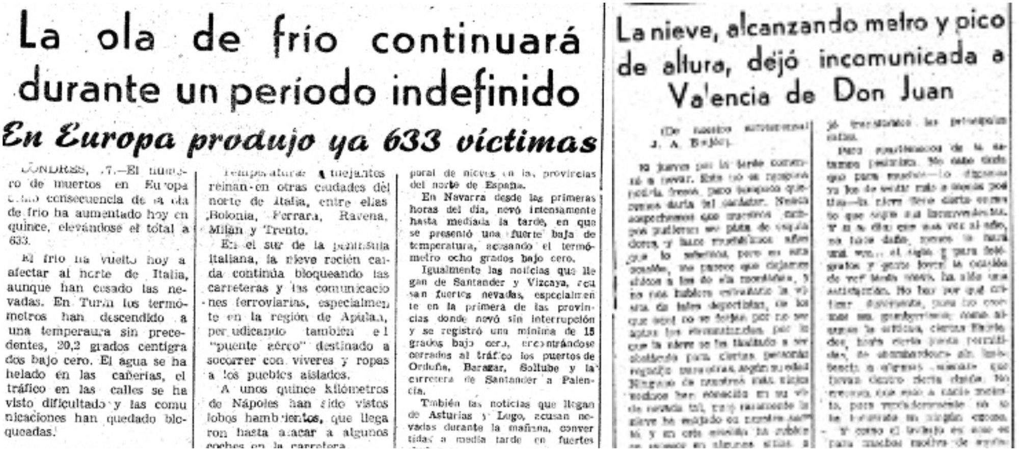 Textos publicados en el diario Proa sobre las nevadas de febrero de 1956