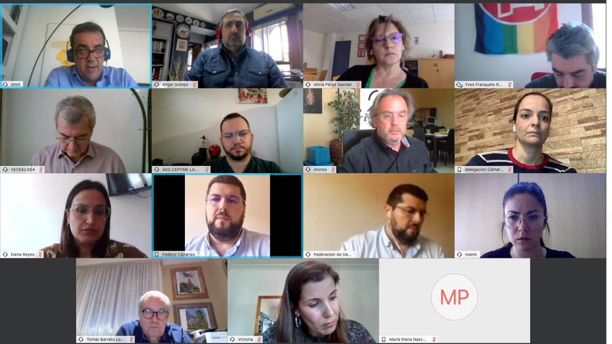 Un momento de la reunión telemática mantenida este lunes en la que ha participado Tomás Barreto, presidente de la Federación de Empresarios de La Palma.