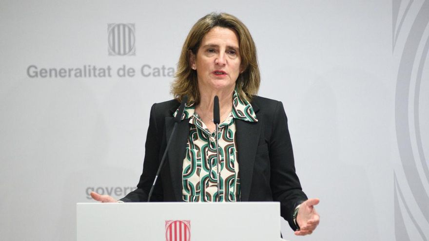 La vicepresidenta Teresa Ribera ofrece declaraciones tras la reunión sobre la sequía en Cataluña, en la Consellería de Acción Climática, a 5 de febrero de 2024, en Barcelona.