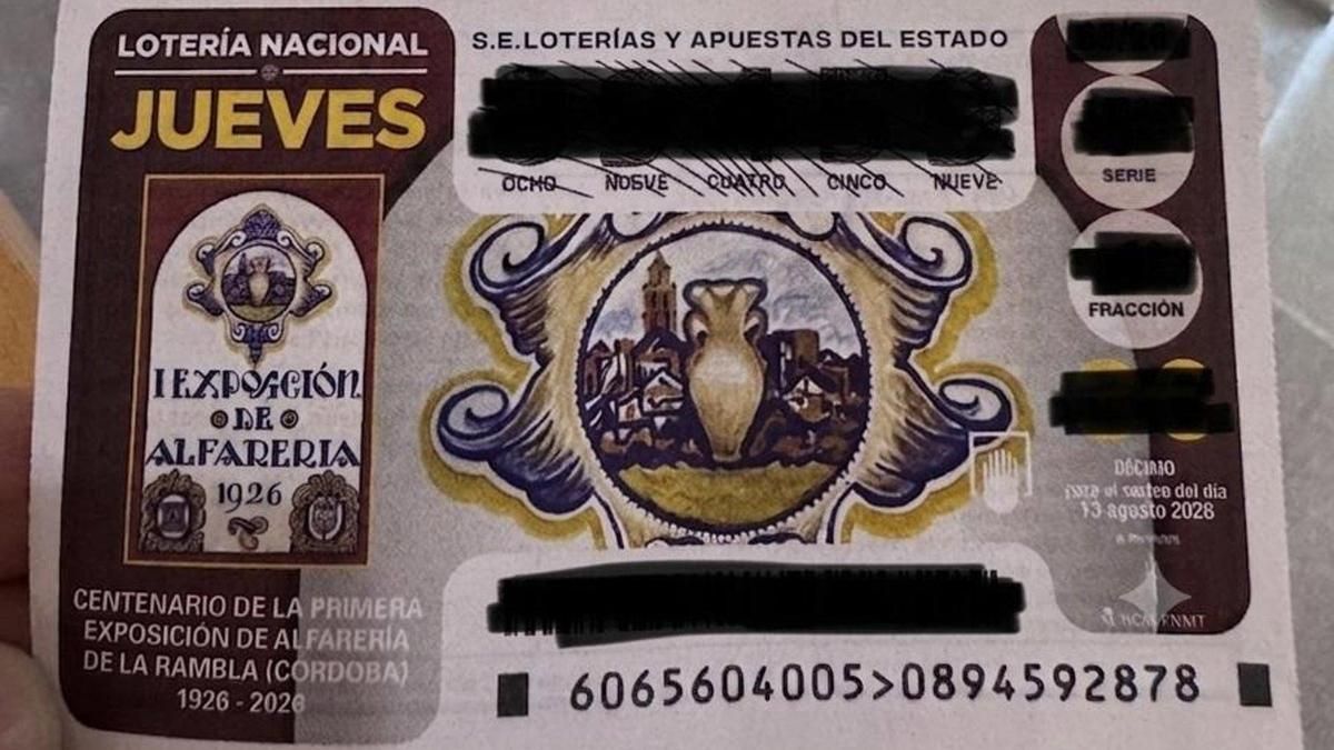 La Lotería Nacional dedicará un décimo al Centenario de la Primera Exposición de Alfarería de La Rambla