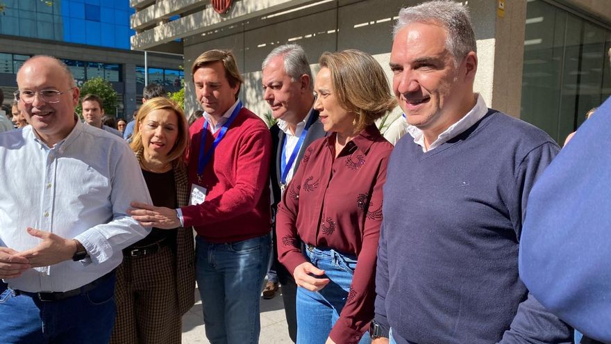 La secretaria general del PP, Cuca Gamarra, este sábado en Sevilla, con motivo de la inauguración de la 27 Interparlamentaria del PP