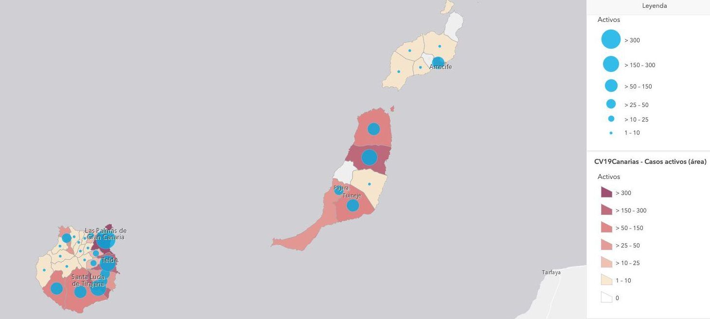 Casos activos en las islas orientales, este lunes, 26 de julio