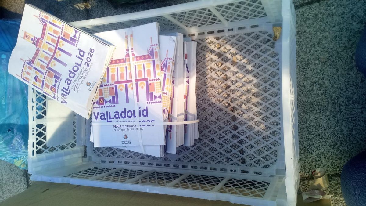 Imagen de los programas, junto a un contenedor de la basura en la avenida de Madrid.