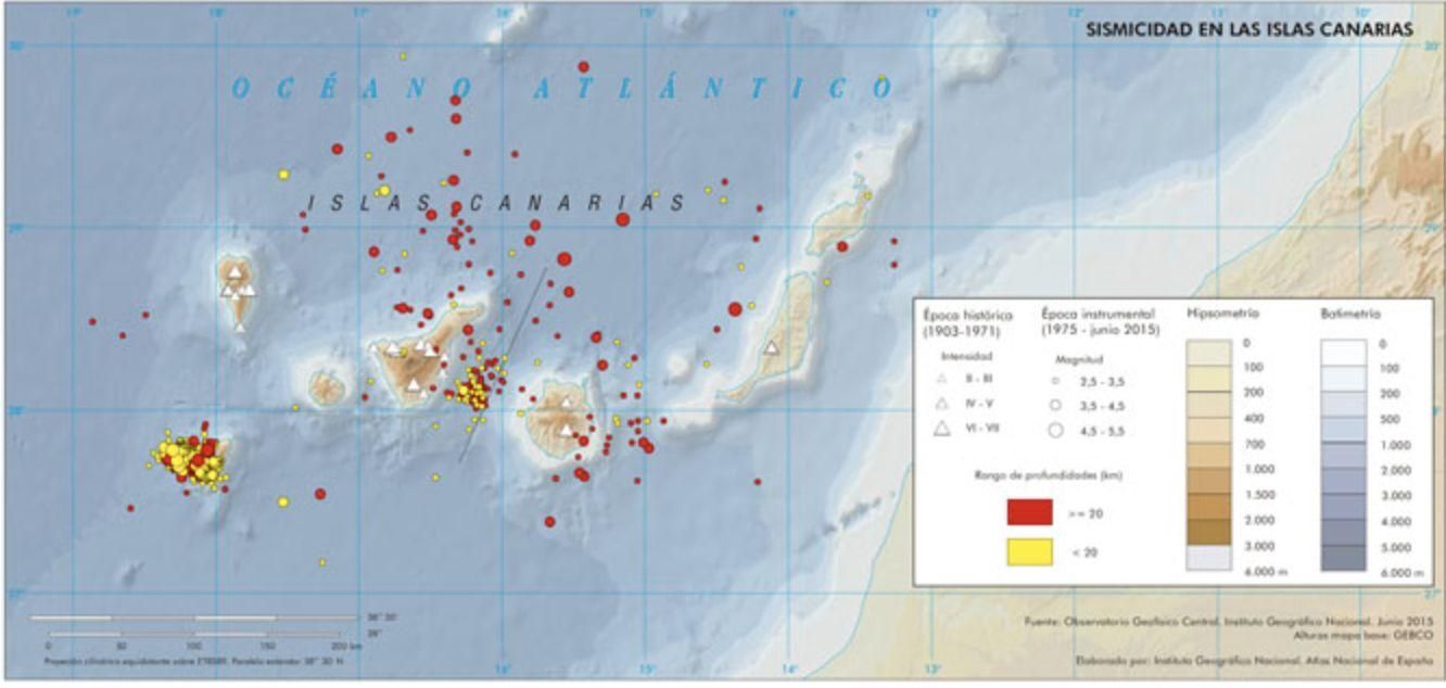 Mapa de sismicidad para Canarias. IGN