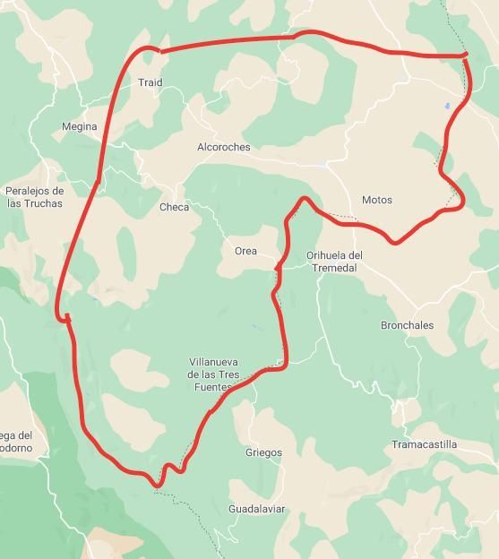 Mapa de la zona que cubre el actual retén contra incendios con sede en Orea (Guadalajara)