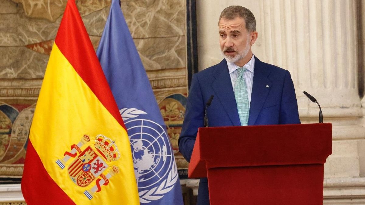 El Rey Felipe VI durante el almuerzo al secretario general de la ONU, Antonio Guterres