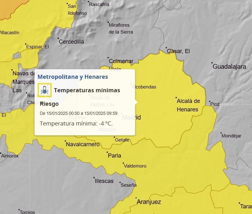 Alertas para la noche del martes al miércoles 15 de enero