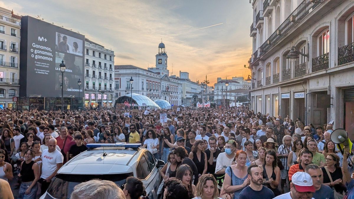 Vista de la Puerta del Sol durante la manifestación en solidaridad con Maricarmen