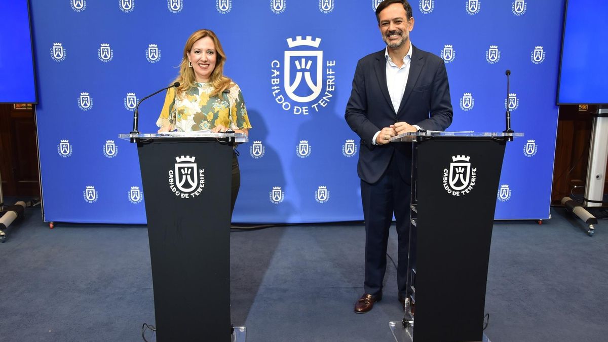 Rosa Dávila y Lope Afonso, en el Cabildo de Tenerife.