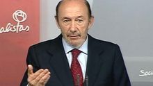 Rubalcaba, en la rueda de prensa del lunes.