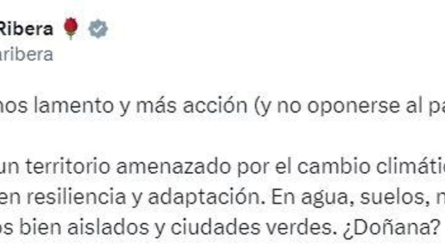 Tuit de Teresa Ribera.