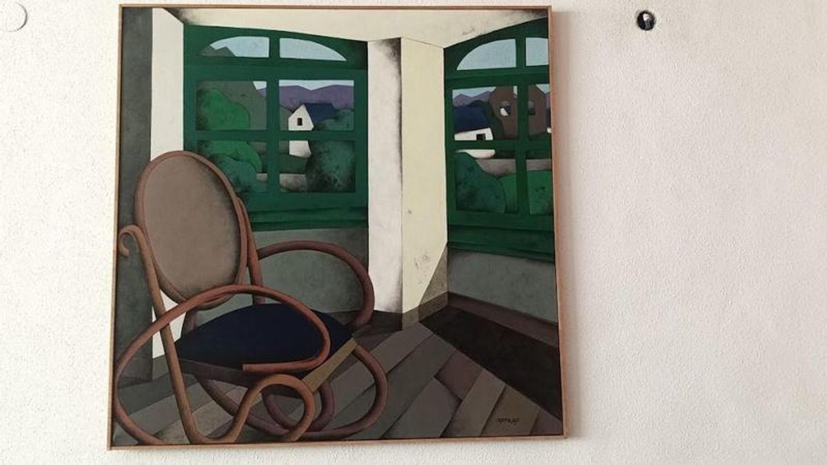 'La hamaca', cuadro del pintor Manolo Sierra que luce en el Ayuntamiento de Villablino. 