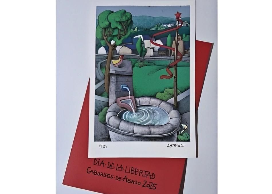 Detalle de la serigrafía de Manolo Sierra para el Día del Valle de la Libertad 2025 en Caboalles de Abajo.