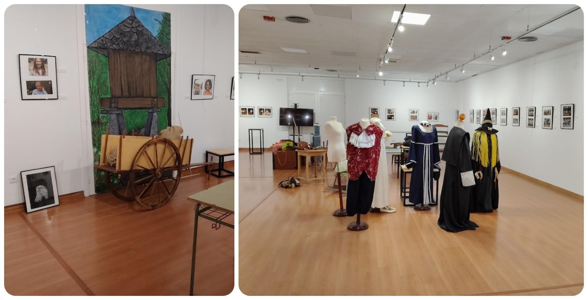 Piezas de la exposición de 'atrezzo' de la compañía de teatro 'El Escarpin' de Laciana.