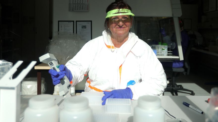 Una empleada de un laboratorio prepara test de coronavirus en Muenster, Alemania. 