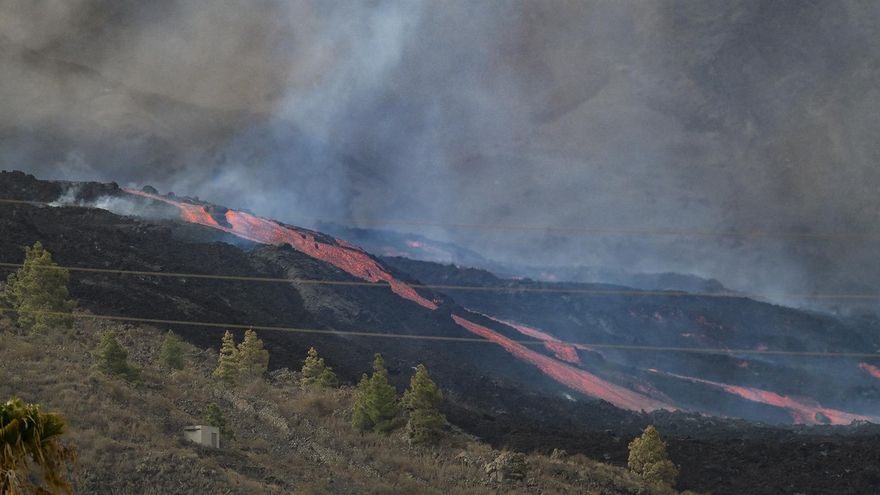 Vista de la colada del volcán desde la localidad de Tajuya.