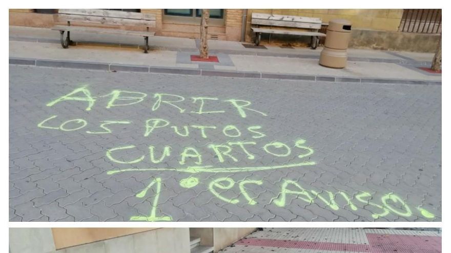 Pintadas en Cintruénigo contra el cierre de las bajeras y contra María Chivite