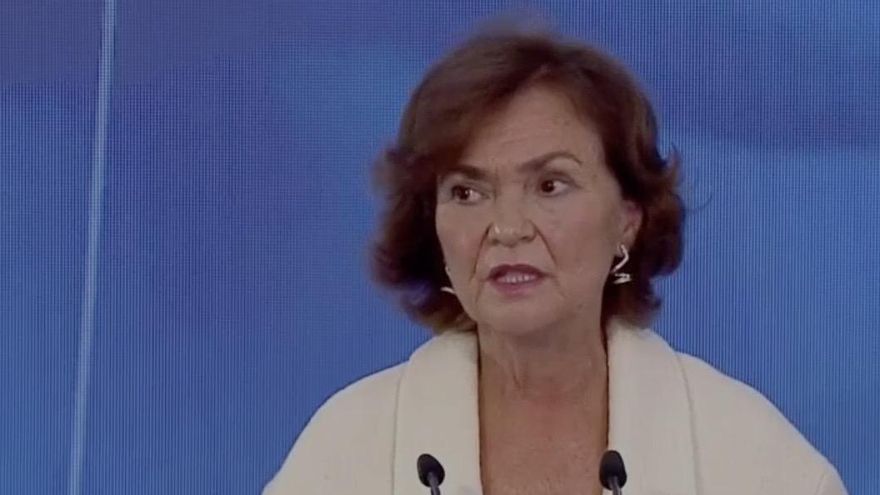Carmen Calvo, en la comparecencia de este miércoles