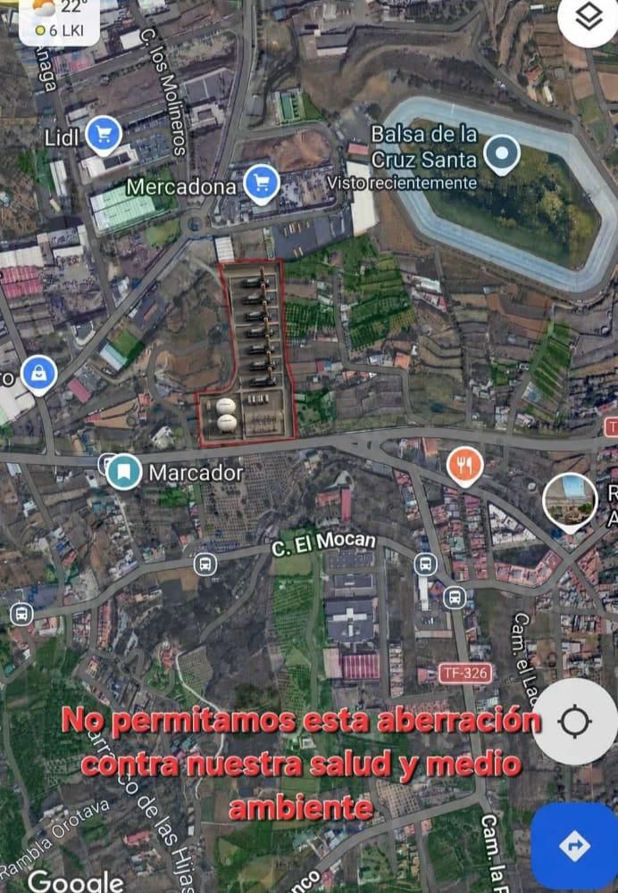 Carteles de los vecinos de Los Realejos contra la planta eléctrica. 