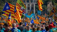 Imagen de la manifestación de este miércoles en Barcelona.