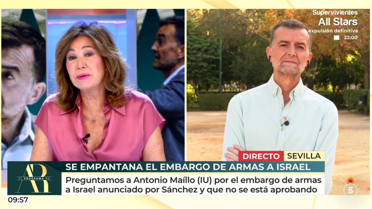 Maíllo, contra Ana Rosa por contar con "colaboracionistas" de Israel en su programa: "Es una vergüenza lo que he escuchado"